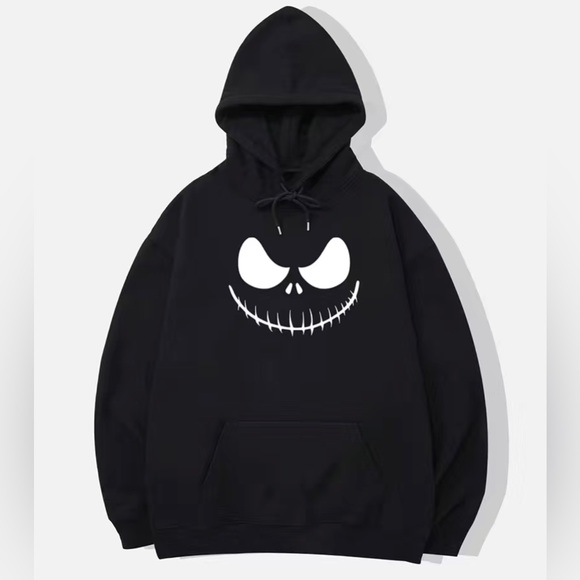 Men's Casual Fleece Hooded Sweatshirt With Evil Skull Face Print. - Picture 1 of 4
